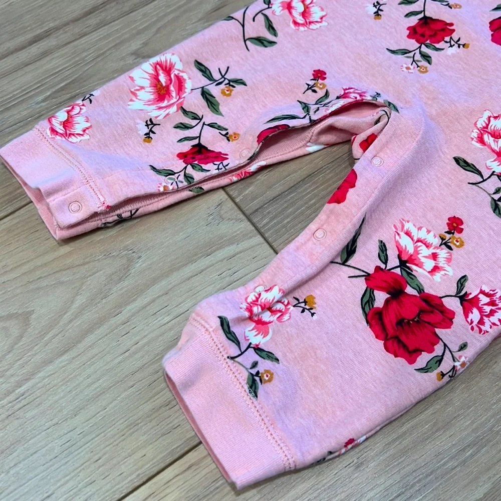 Old Navy Baby Girl Pink Floral Print Long Sleeve Jumpsuit